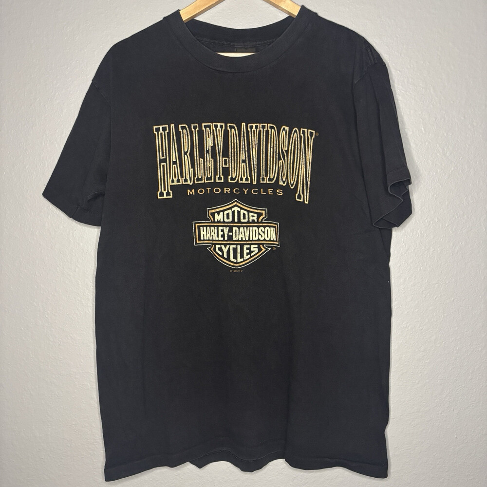 Harley Davidson T Shirt Size Large Wurtsboro NY Eagle Spellout Motorcycles 90s